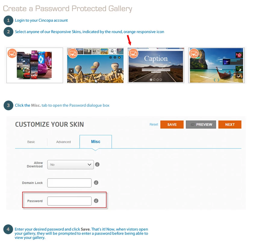 Create a Password Protected Gallery with Cincopa